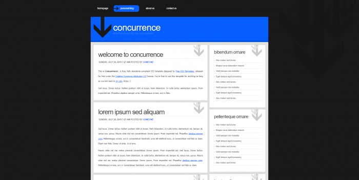 黑蓝箭头BLOG网页模板