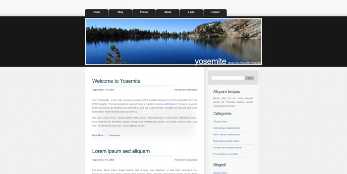 约塞米蒂公园主题BLOG网页模板