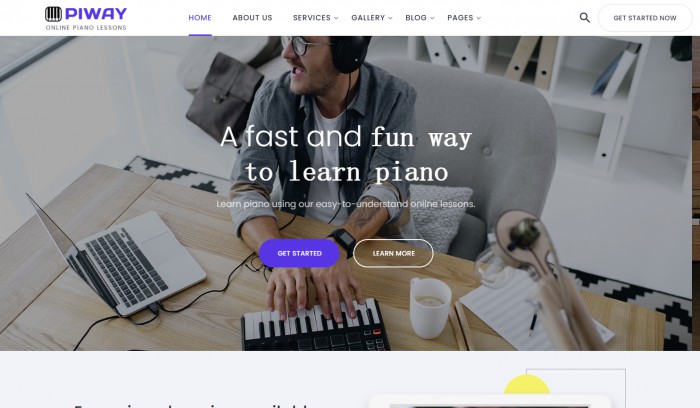 在线钢琴教育平台网站模板