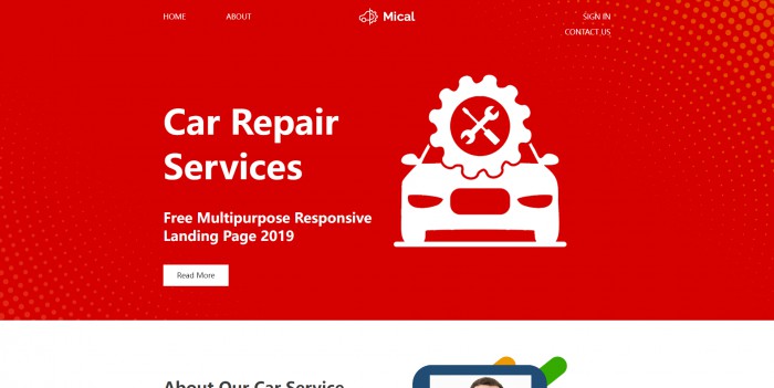 红色汽车维修单页面模板